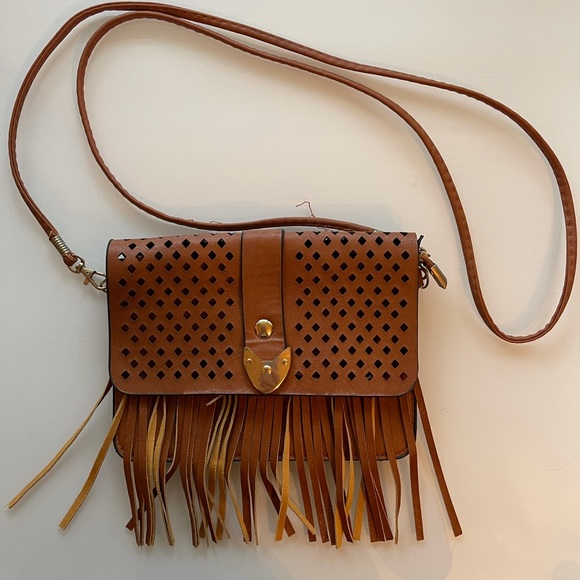 Small Brown clutch purse bohemian look - Picture 2 of 3